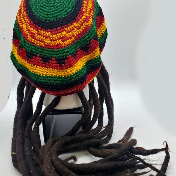 Multicolor Reggae Rasta Hat Dreadlocks Long Halloween Costume Wig Cosplay - Picture 4 of 5